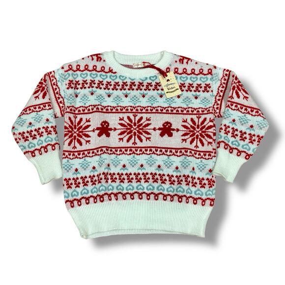 NWT Snowflake Size S/M Chunky Cotton Knit Holiday Sweater Icelandic - Picture 1 of 6
